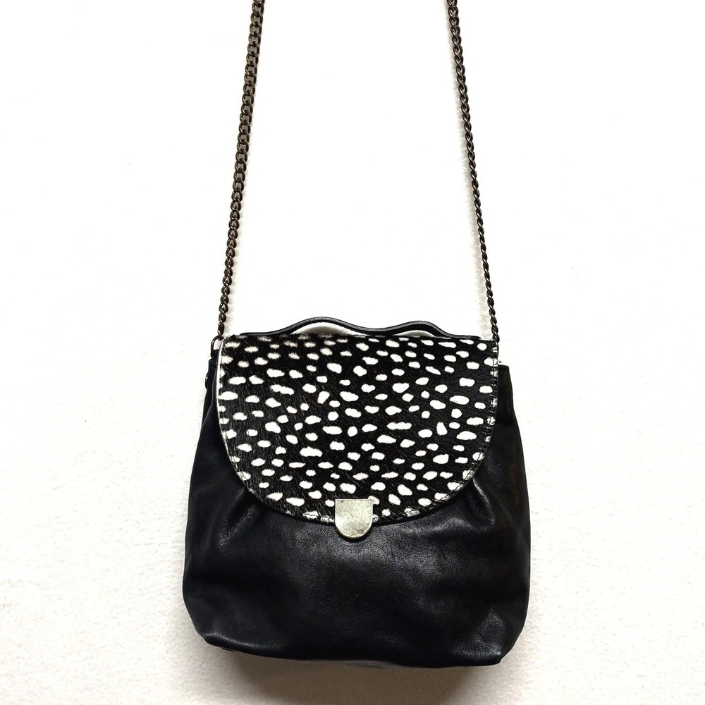 Garnet Hill Leather Cowhide Handbag Crossbody Purse‎ Made In Italy Animal Print